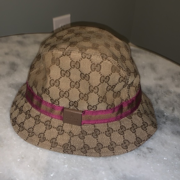 Authentic Gucci Bucket Hat-Pink Stripe Medium - Picture 2 of 6